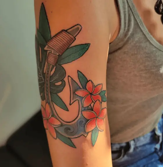 Makau with Plumeria and Monstera Leaf Tattoo