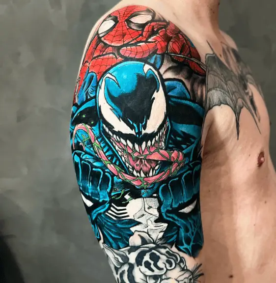 Spiderman Venom Arm Coverage Tattoo