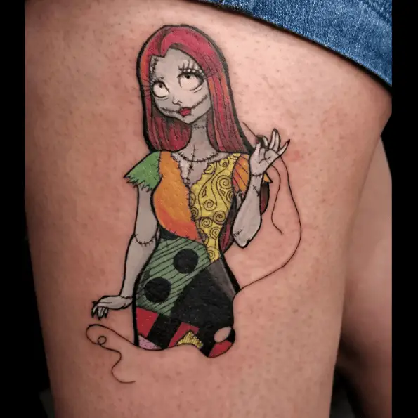 Sally with Needle and Thread Colored Tattoo