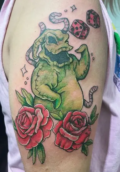 Green Oogie Boogie with Roses Tattoo