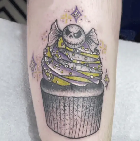 Jack Skellington Purple Cupcake Tattoo