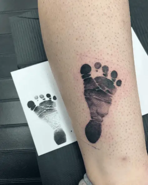 Baby Foot Print Leg Tattoo