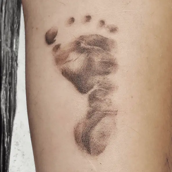 Shadow Style Wee Baby Footprint Tattoo