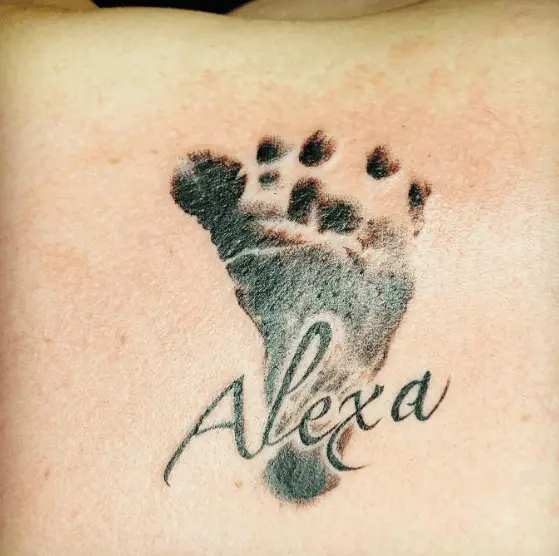 Baby Footprint with Name Tattoo