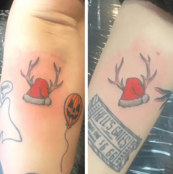 Santa Hat with Horns Tattoo