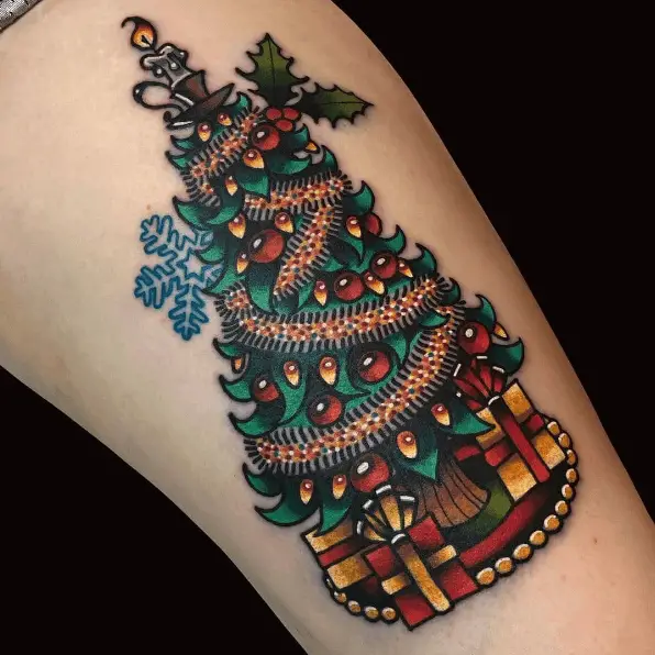 Christmas Tree Filled with Decors Tattoo Piece