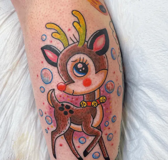 Rudolph the Red Nose Reindeer Tattoo