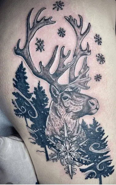 Winter Caribou Tattoo Piece