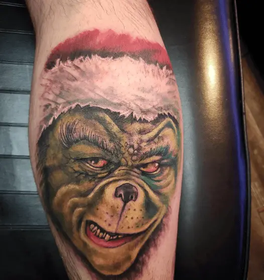 Cunning Grinch Santa Face Tattoo