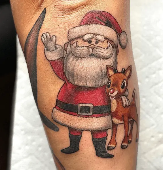 Santa and Rudolph Tattoo Piece