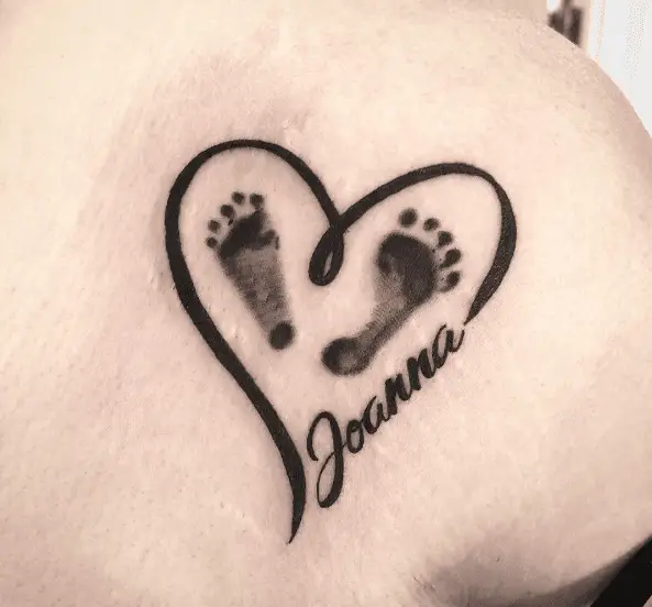 Teeny Tiny Footprint Heart Tattoo