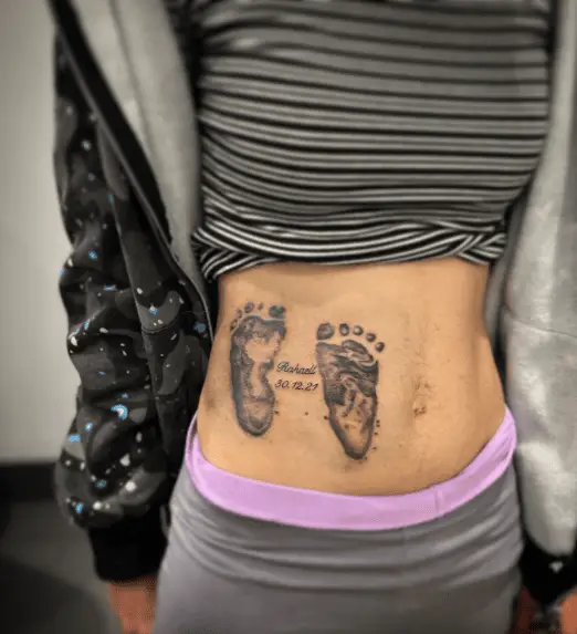 Baby Footprints with DOB and Name Tummy Tattoo