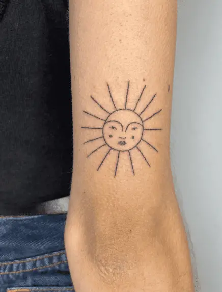 Simple Line Sun Tattoo