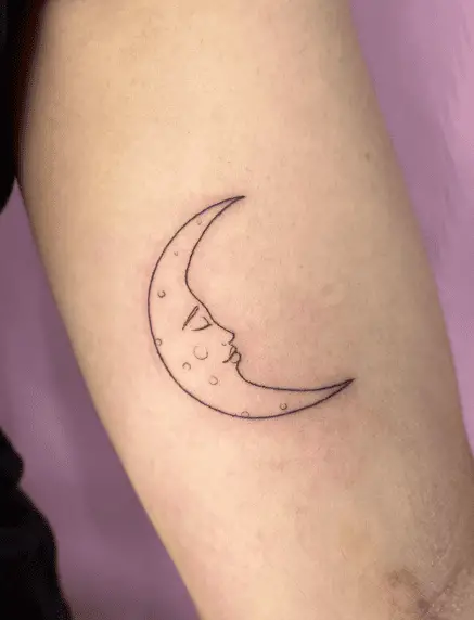 Half Moon Fine Line Tattoo