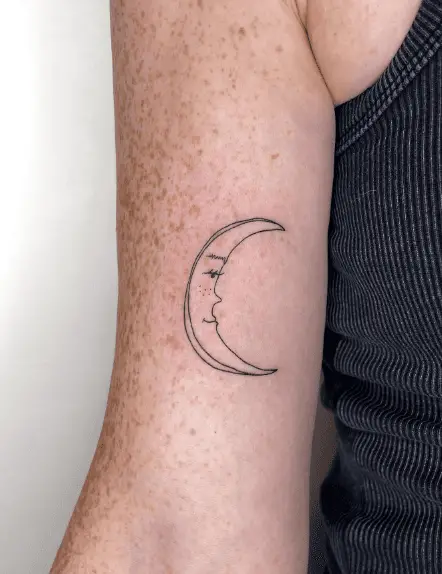 Fine Line Half Moon Arm Tattoo