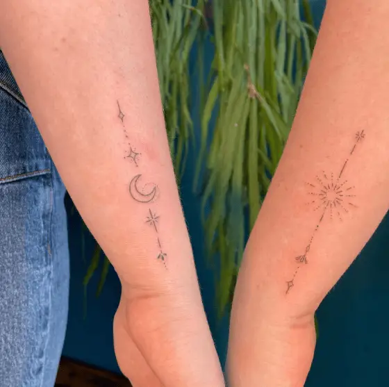 Custom Ornamental Tattoo to Represent the Sun and Moon 