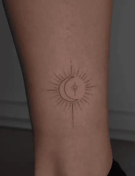 Sun and Moon Combination Tattoo