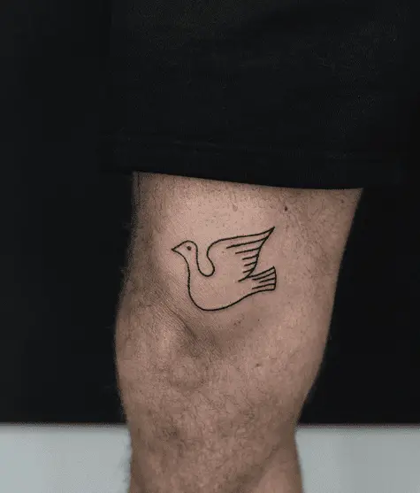 Outline Pigeon Thigh Tattoo