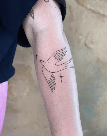 Simple Line Bird Forearm Tattoo