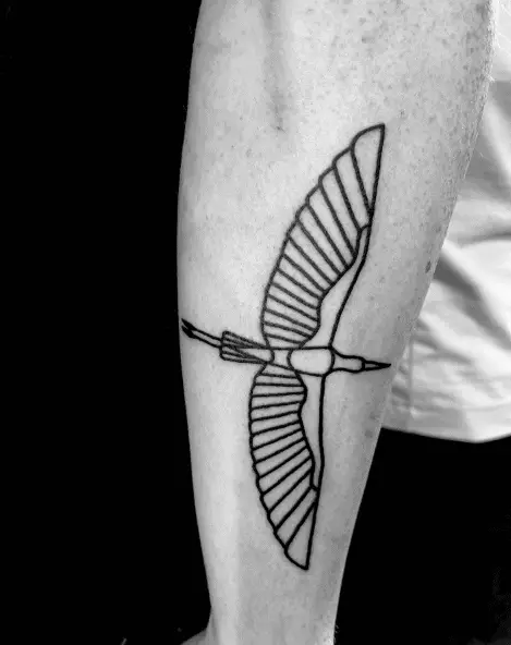 Lined Open Wings Bird Forearm Tattoo
