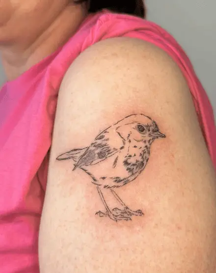 Irish Robin Bird Arm Tattoo