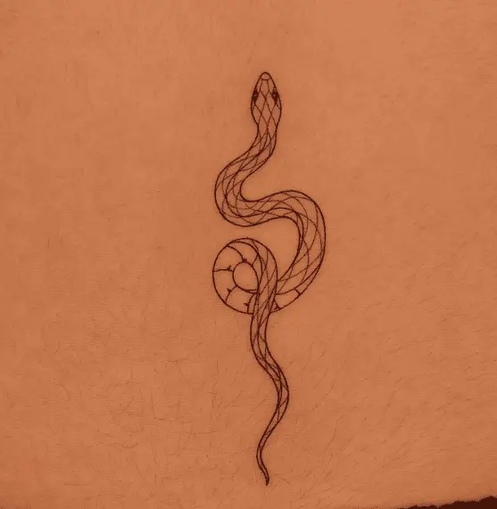 Patterned Waistline Snake Tattoo