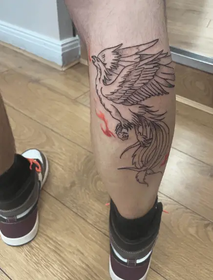 Phoenix Bird Leg Tattoo