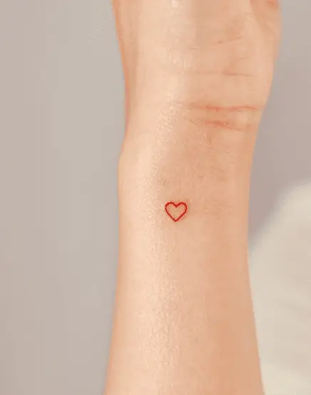 Mini Red Heart Wrist Tattoo