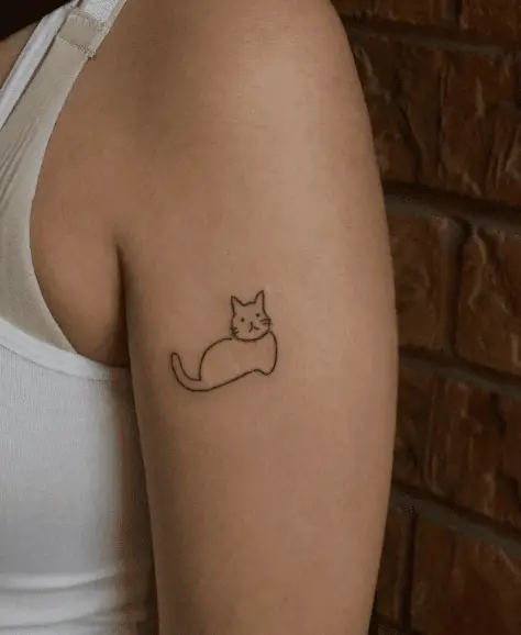 Simple Tiny Cat Arm Tattoo