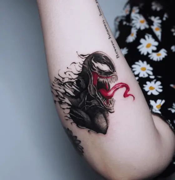 Red Tongue Black Ink Venom Tattoo