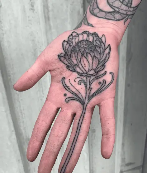 Protea Flower Palm Tattoo
