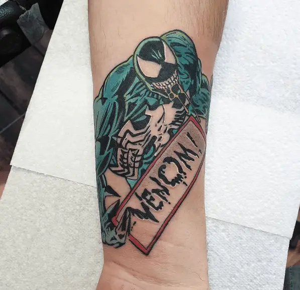 Eddie Brock Venom with Lettering Tattoo