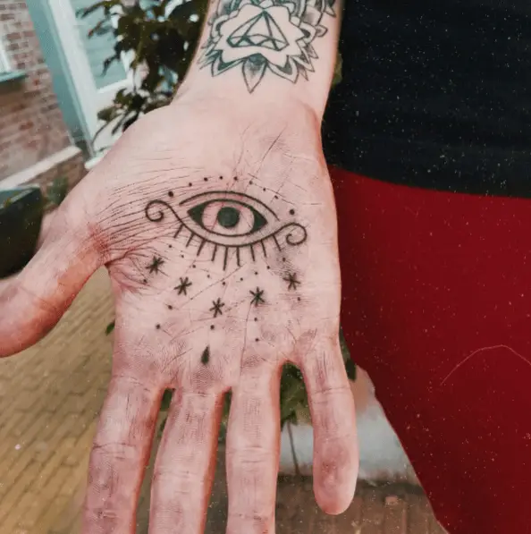 Eye with Stars Palm Tattoo