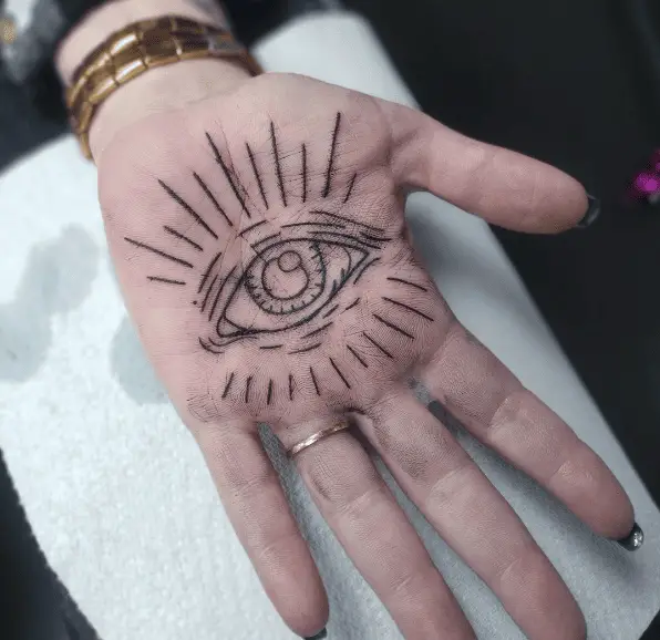 Eye with Lines Palm Tattoo