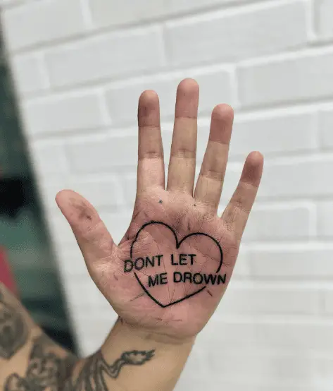 Heart with Quote Palm Tattoo