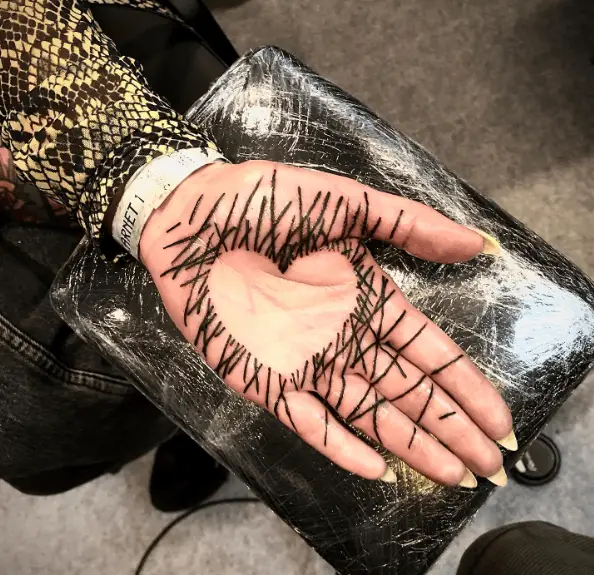 Scribble Art Heart Palm Tattoo