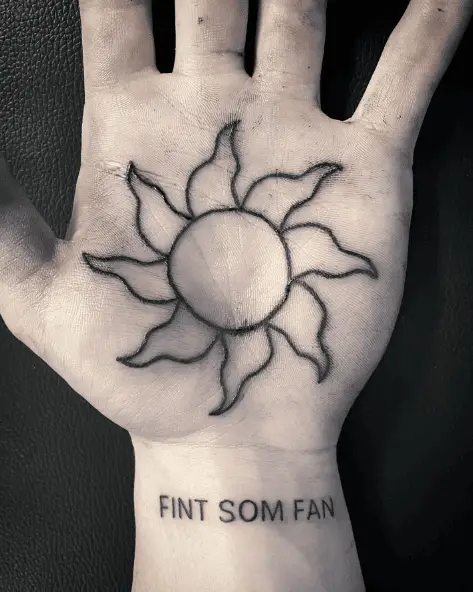 Curve End Sun Palm Tattoo