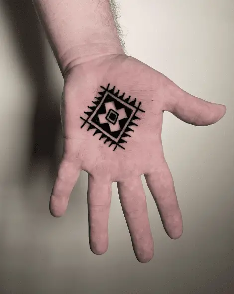 Bold Ink Square Design Palm Tattoo