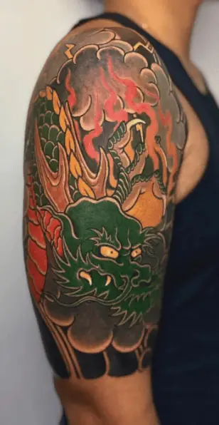 Japanese Oriental Dragon Arm Tattoo 