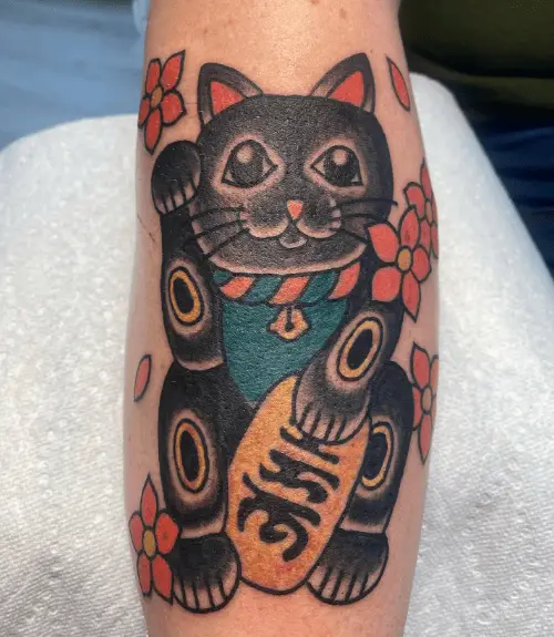 Maneki Neko Japanese Lucky Cat Tattoo