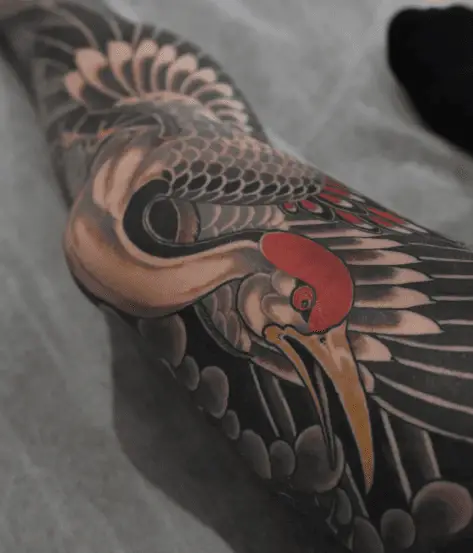 Japanese Crane Leg Tattoo