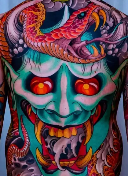 Japanese Inspired Full Back Tattoo