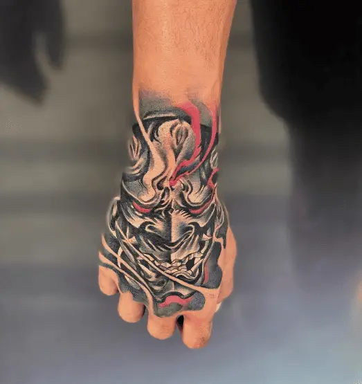 Oni Mask Japanese Hand Tattoo