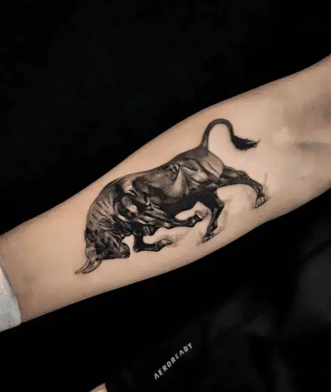 Black Bull Forearm Tattoo