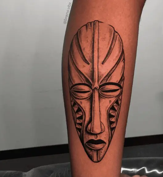 Greyscale African Mask Tattoo