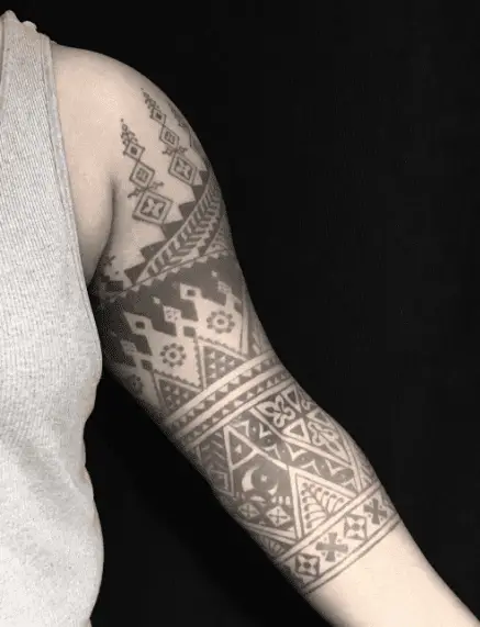 African Tribe Pattern Arm Tattoo