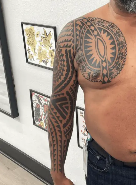 East African and Jamaican Mix Pattern Sleeve Tattoo