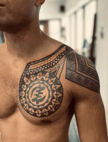 African Tribe Pattern Shoulder Wrap Tattoo