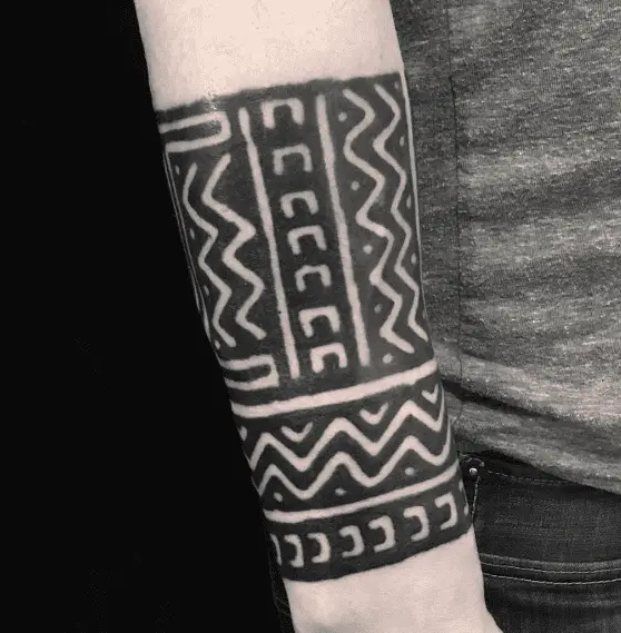 African Tribal Pattern Hand Band Tattoo