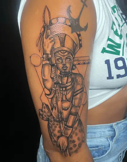 African Female Warrior Tattoo